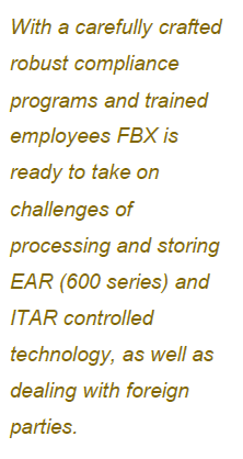 FBX Prefers Linqs for Compliance 2 FBX Selects Linqs as ITAR Compliance Partner