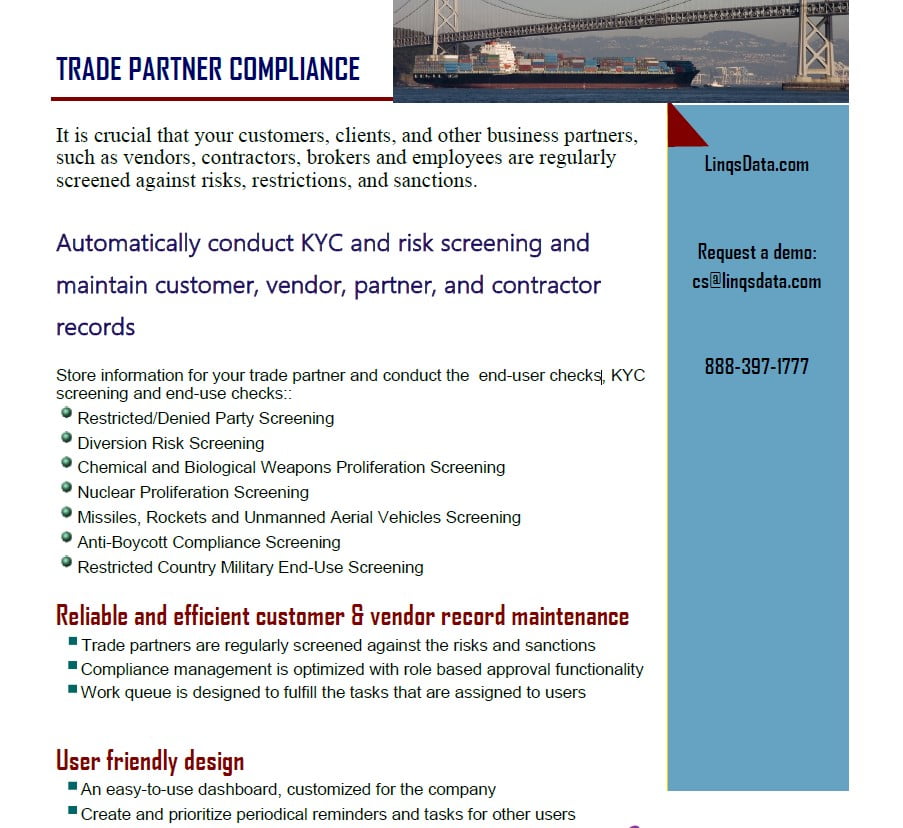Business Partner Compliance Management Software 4 Linqs KYC TPM Flyer img
